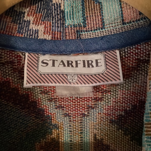 Vintage Starfire Single-Breasted Textile Southwestern Boho Blazer with Fringe - Picture 2 of 5